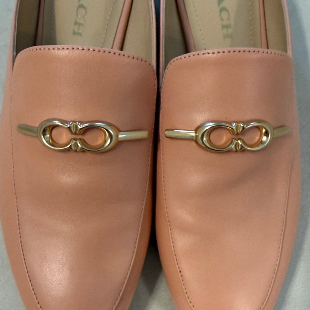 Coach Pink Leather Horsebit Loafer Mules with Gold Accents - Picture 4 of 9